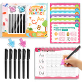 6 Pcs Magical Handwriting Workbooks Handwriting Practice Copybook, Magic Pen Reusable Copybook Grooves Template Design for Children
