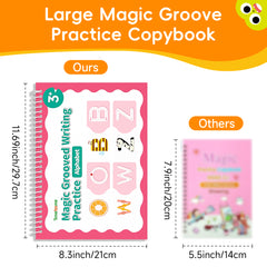 6 Pcs Magical Handwriting Workbooks Handwriting Practice Copybook, Magic Pen Reusable Copybook Grooves Template Design for Children