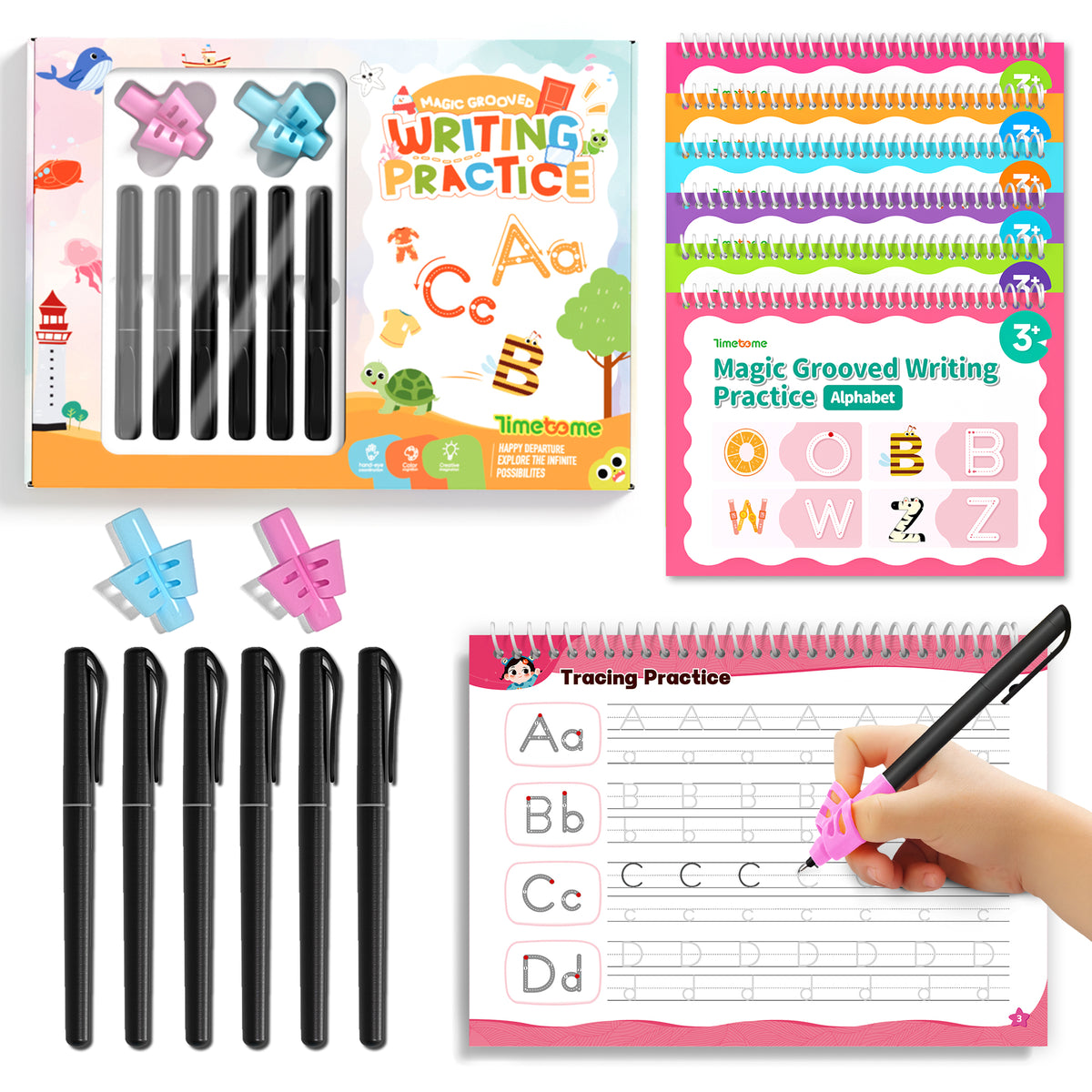 6 Pcs Magical Handwriting Workbooks Handwriting Practice Copybook, Magic Pen Reusable Copybook Grooves Template Design for Children
