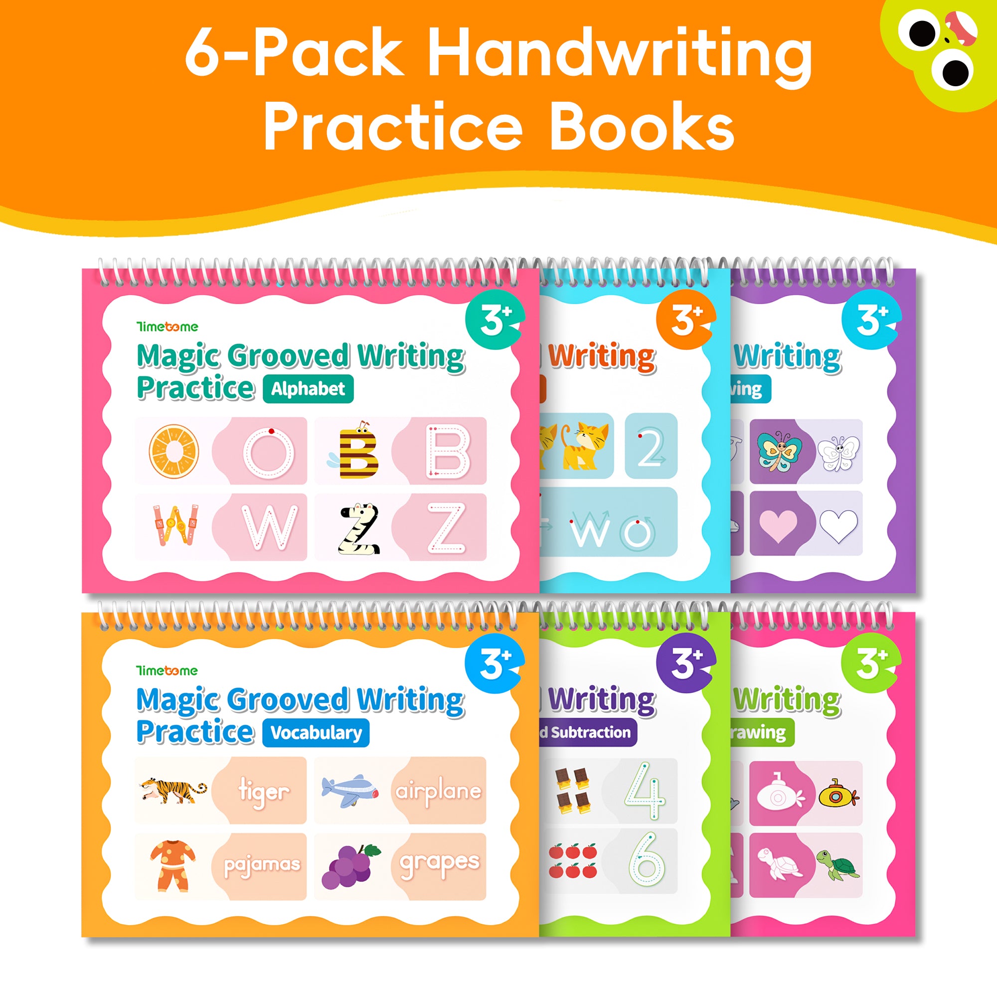 6 Pcs Magical Handwriting Workbooks Handwriting Practice Copybook, Magic Pen Reusable Copybook Grooves Template Design for Children