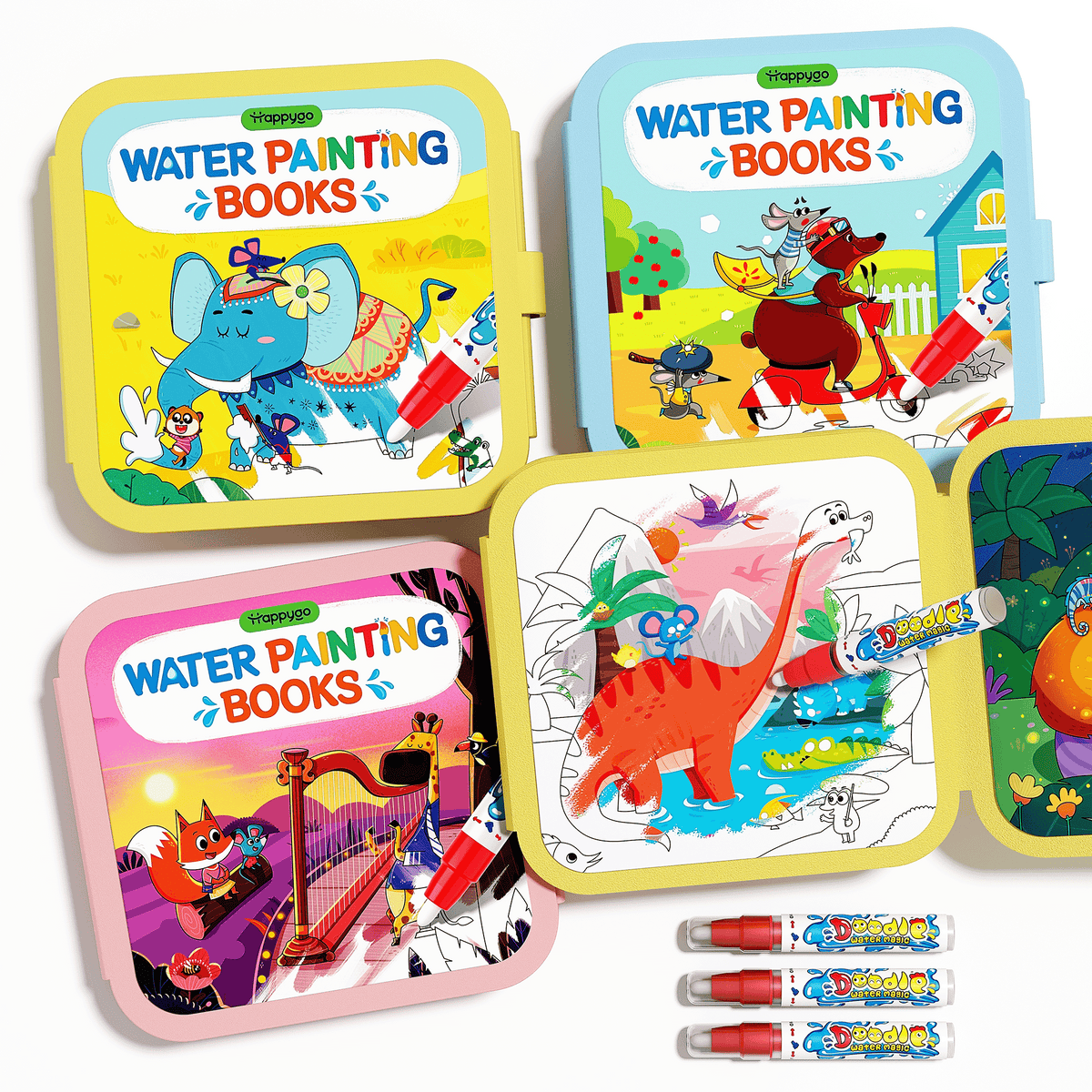 Water Coloring and Doodle Books for Toddlers, Paint with Water Activity Books, Travel Toys for Kids Watercolor Painting Art Supplies