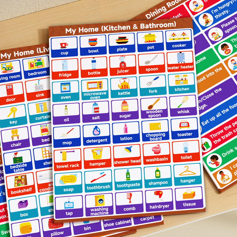 400 Pcs Daily Routine Stickers for Kids - English Sentences for Early Education and Learning